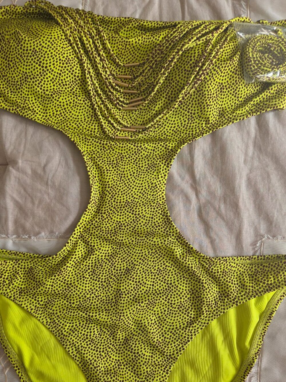 New Victoria's Secret XL Archives Limelight Dot Strappy Hardware  Monokini